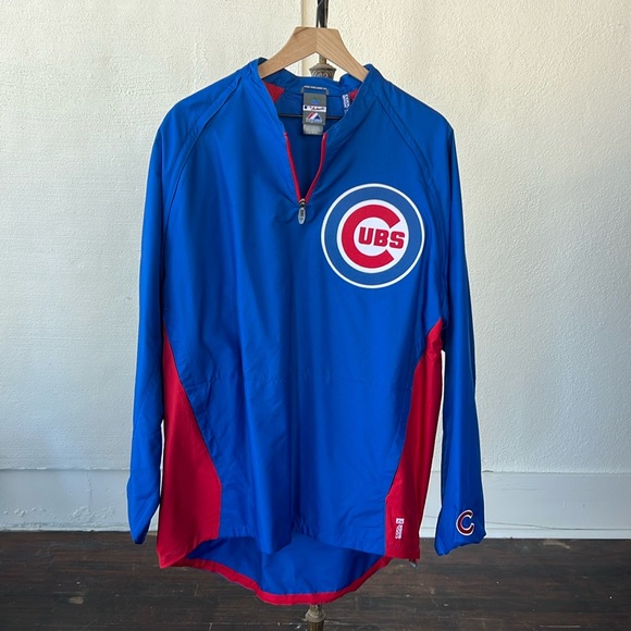 Majestic Other - Chicago Cubs Majestic Windbreaker Jacket Mens XL 1/4 Zip Pullover Cool Base